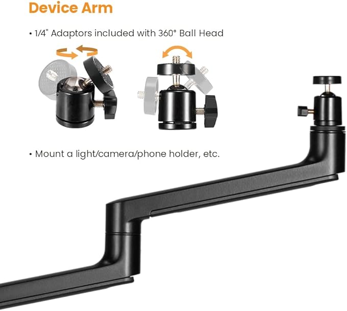 MDS11-2 Live Broadcast Boom Arm And Mobile Cart | Flexible Desk Mount Camera Arm | Clamp Webcam Stand | Microphone Boom Arm | Laptop Stand | 10" LED Ring Light | Voice Recording And Podcasting