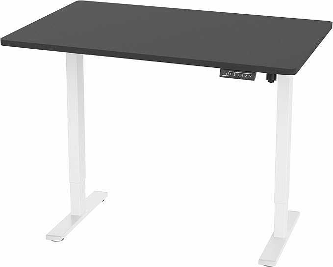 VIVO Electric 48 x 30 in Standing Desk, Memory Height Adjustment, 1B Series, One-Piece Black Top, White Frame, DESK-KIT-1W5B
