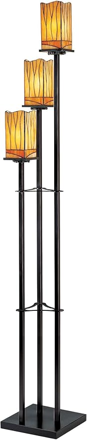 Robert Louis Tiffany Sedona Tiffany Style Floor Lamp Standing with USB Charging Port 3-Light 72" Tall Bronze Metal Amber Art Glass Shade for Living Room Reading House Bedroom Home Office