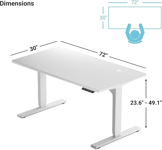 Progressive Desk Stand Up Adjustable Height Electric Standing Desk - 72" x 30" Dual Motor Table for Computer Home Office Workstation - Black Frame, Roasted Walnut Top