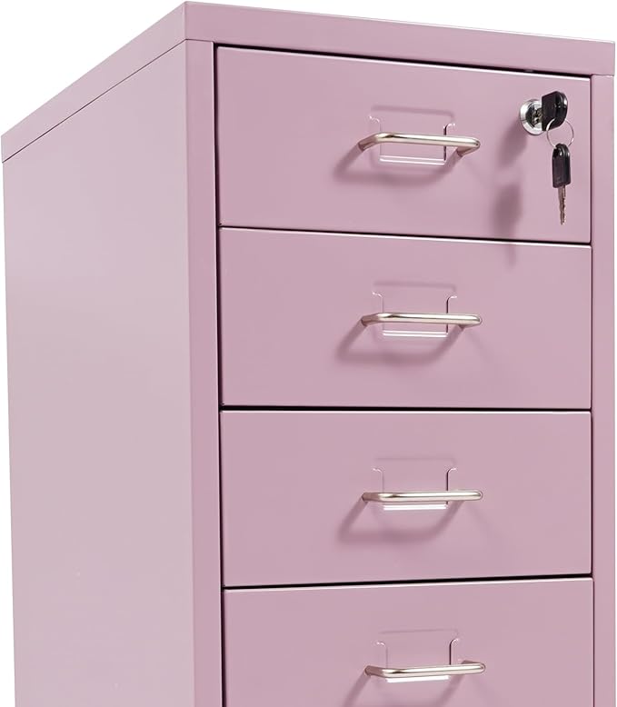 DYRABREST 6 Drawers Rolling File Cabinet, Metal Filing Cabinets with Lock, 27 inch H Vertical Filing Cabinet Under Desk for Home Office, Heavy Duty Metal Storage Cabinet for A4/Letter/Legal Size File