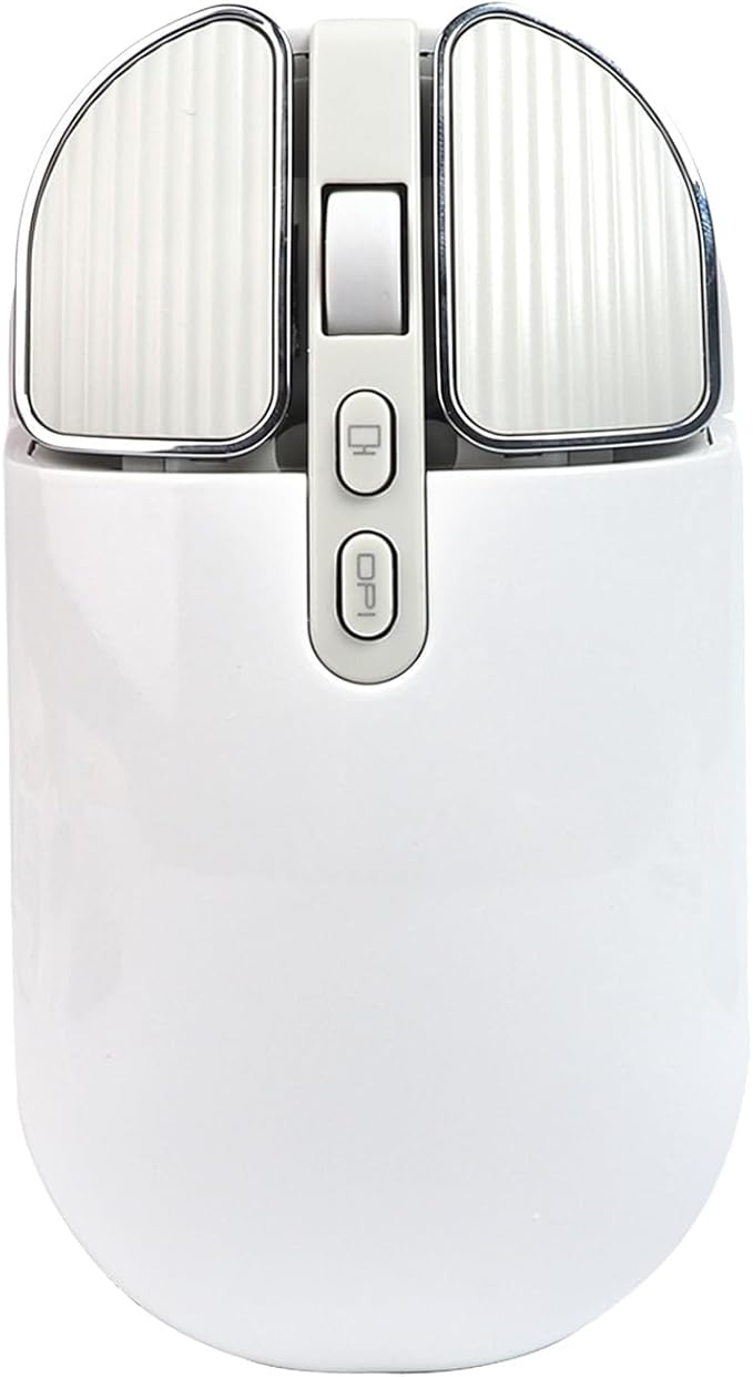 YOCUNKER Wireless Mouse, 2.4G Rechargeable Silent Slim Computer Mouse with USB Receiver 3 DPI, Back to Desktop Button Cordless Mice for PC Laptop Computer Desktop Windows Mac OS Office (White)