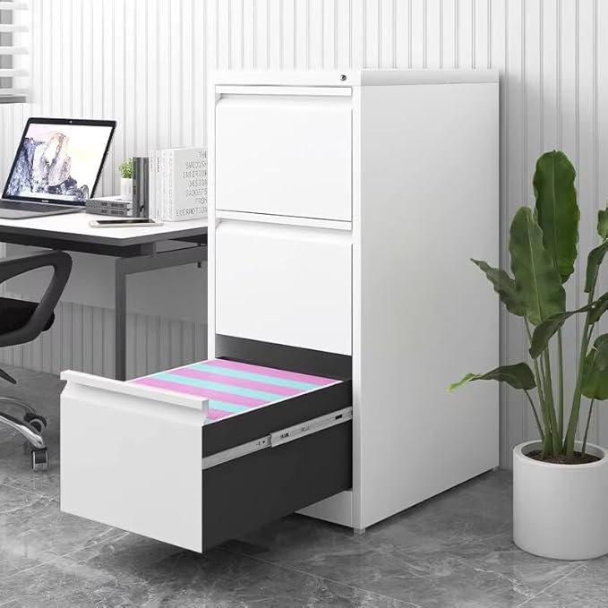 3 Drawer File Cabinet with Lock,Heavy Duty Vertical Filing Cabinets for Home Office, File Storage Cabinet for Letter/Legal/A4/F4 Size File,Assembly Required