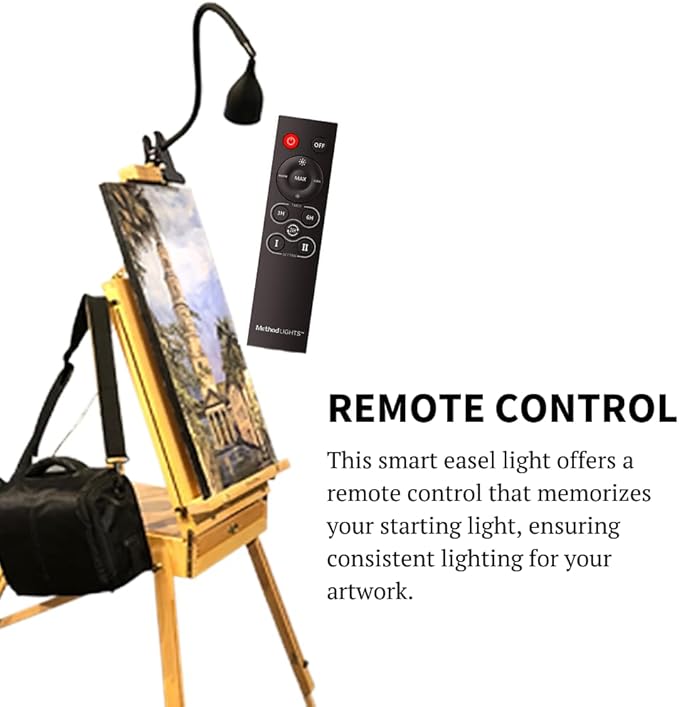 Method Lights ML-EL Smart Easel Light LED for Artists - Long Life Rechargeable Battery & Remote Control