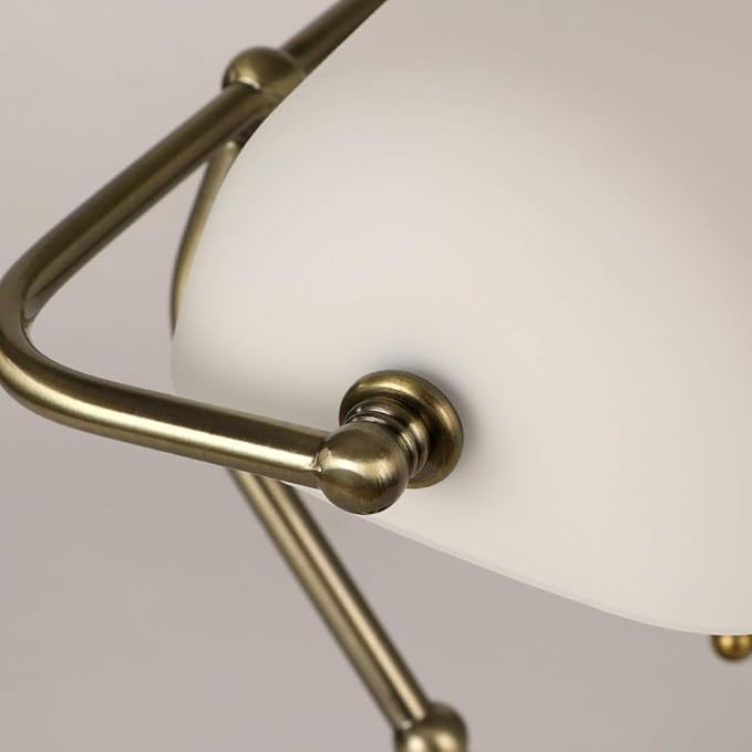 Newrays White Matted Glass Bankers Desk Lamp with Pull Chain Switch Plug in Fixture