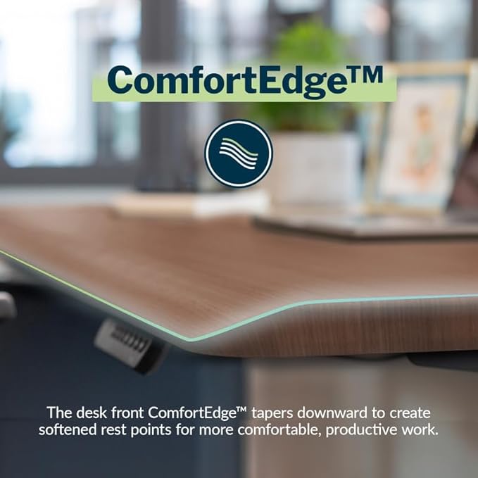 Vari ComfortEdge 72x30 Inch Electric Standing Desk – Height Adjustable Large Office Sit Stand VariDesk with Sloped Edge, Memory Presets, 180 LB Capacity + Tool-Free Assembly (Walnut)