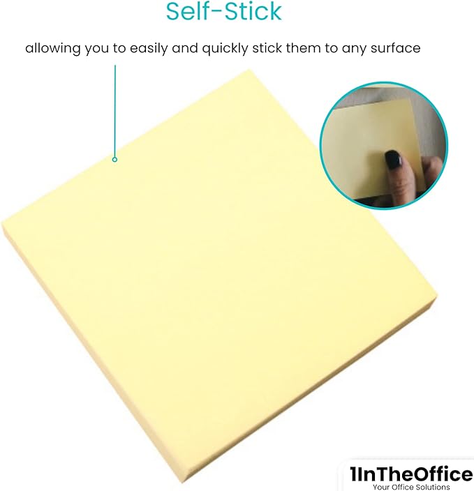 1InTheOffice Yellow Sticky Notes, 3" x 3" Yellow self Stick Sticky Notes 36/Pack of 100= 3600 Notes Pads (36)