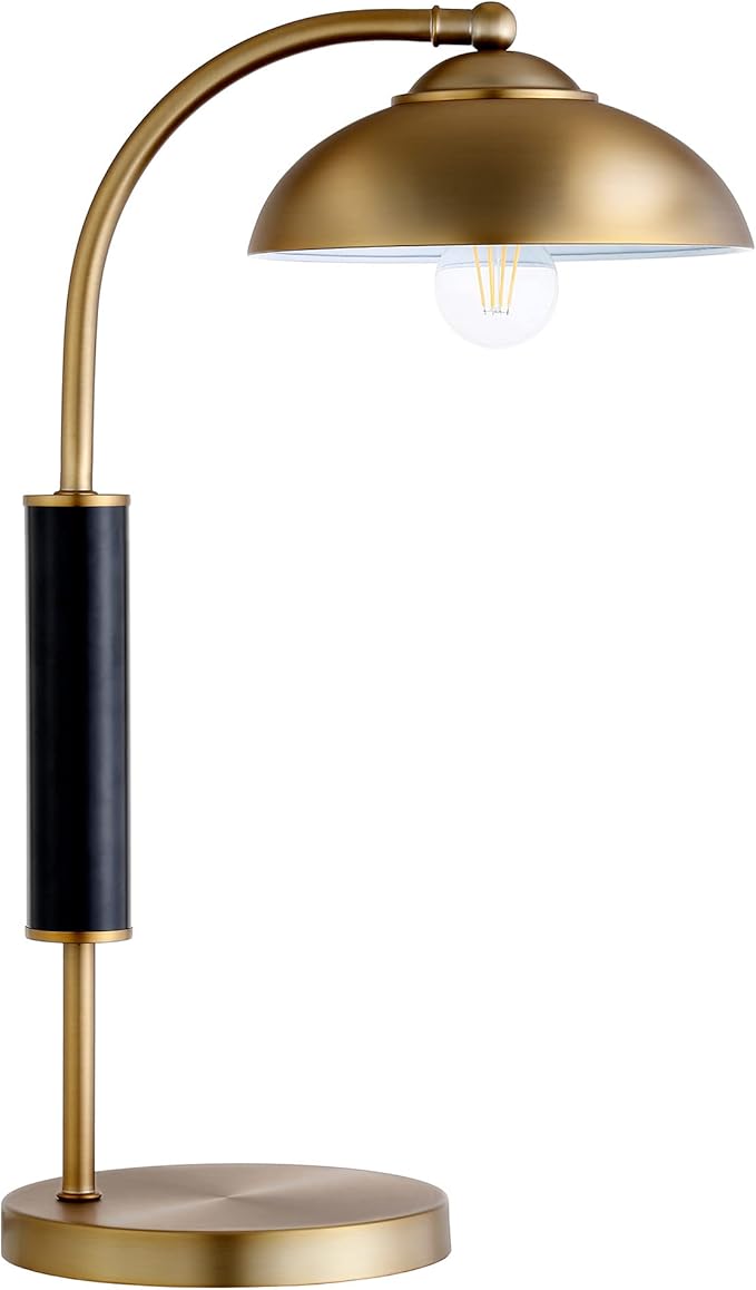 Henn&Hart 24" Tall Two-Tone Table Lamp with Metal Shade in Brass/Matte Black, for Home, Living Room, Bedroom, Entertainment Room, Office, Kitchen, Dining