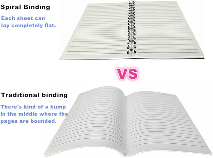 ALIMITOPIA Spiral Notebook Journal,College Ruled Plastic Hardcover Wirebound Notepad Diary Memo Planner Sketch Note Book for School Office Travel Business Supplies,100gsm Thick Offwhite Inner