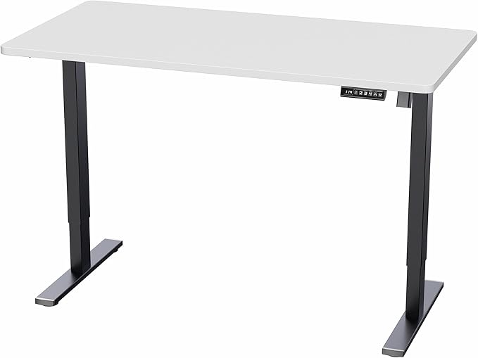 VIVO Electric 55 x 28 in Standing Desk, Memory Height Adjustment, 1B Series, One-Piece White Top, Black Frame, DESK-KIT-1B55W