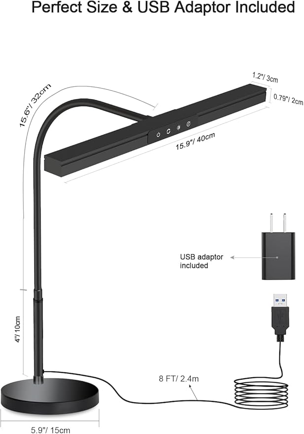 Piano Light for Upright Piano,Wide Illumination Covering Music Sheet 88 Key LED Piano Lamp for Grand/Digital Pianos,Dimmable Desk Lamp 3 Color Modes,Gooseneck,Timer,Eye Care Music Stand Light Black