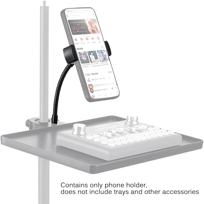 Phone holder for Microphone Tray, Universal 1/4 Thread Flexible Phone Stand,Compatible with Microphones Tray Fill Light for Live Streaming,Karaoke, Recording
