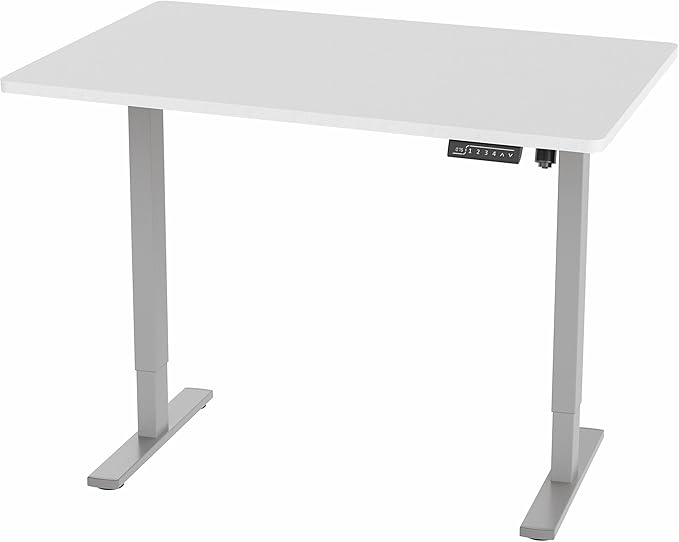 VIVO Electric 48 x 30 in Standing Desk, Memory Height Adjustment, 1B Series, One-Piece White Top, Gray Frame, DESK-KIT-1G5W