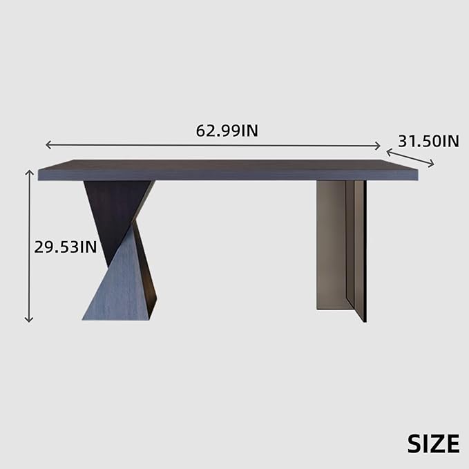 Modern Executive Desk 63IN(Acrylic Table Leg)(Wooden Texture Design) Home Office Desks Includes Hollow Table Leg Hide Wires,Large Desktop