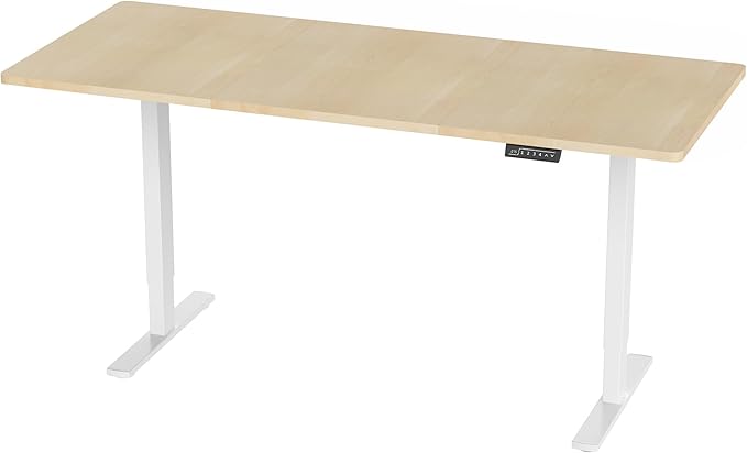 VIVO Electric 71 x 30 in Standing Desk, Memory Height Adjustment, 1B Series, Light Wood Top White Frame, DESK-KIT-1W7C