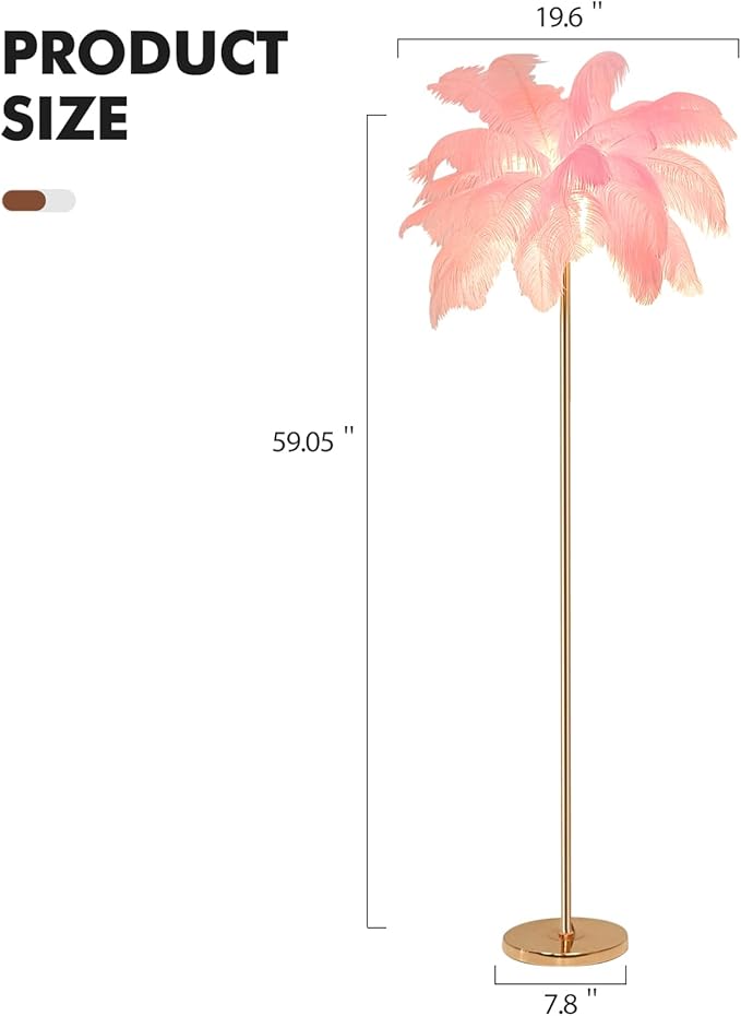 ZYLEIESENBAO Pink Ostrich Lamp Romantic Feather Lamp Nordic Fluffy Standing Light for Bedside Creative Feather Floor Lamp for Sofa Living Room Girl Bedroom Decoration Hotel Wedding Event