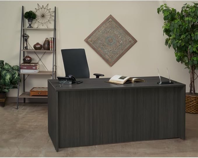 Regency Legacy 71 x 35 Inch Office Desk with Double Pedestal Drawer, Durable Ash Grey Laminate, Scratch-Resistant Surface, Spacious Workspace for Home, Professional, and Executive Offices