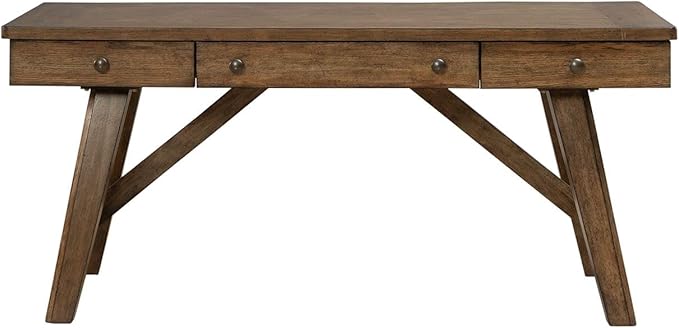 Liberty Furniture Carolina Park Writing Desk with Keyboard Tray for Home Office- Amber Brown Oak Wood