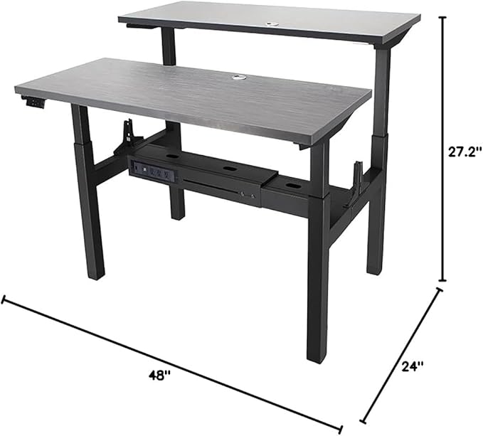 Lift It, 48"x24" Electric Double-Sided, Adjustable Height Standing Office Desk for Office or Home, Dual Motor, 4 Memory Digital Control with USB Charging, Charcoal Pattern Top, Black Frame