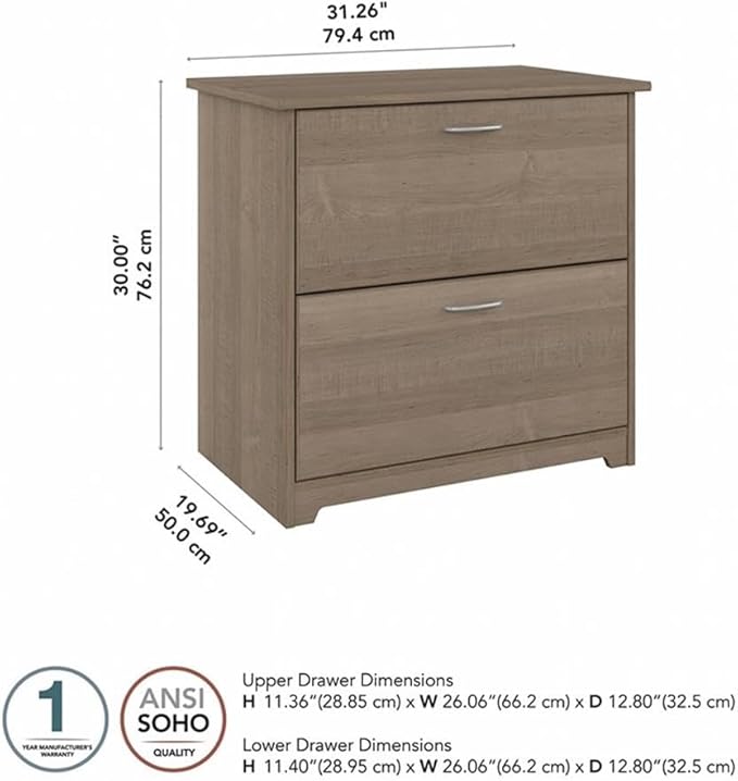 Pemberly Row 2 Drawer Lateral File Cabinet in Ash Gray - Engineered Wood
