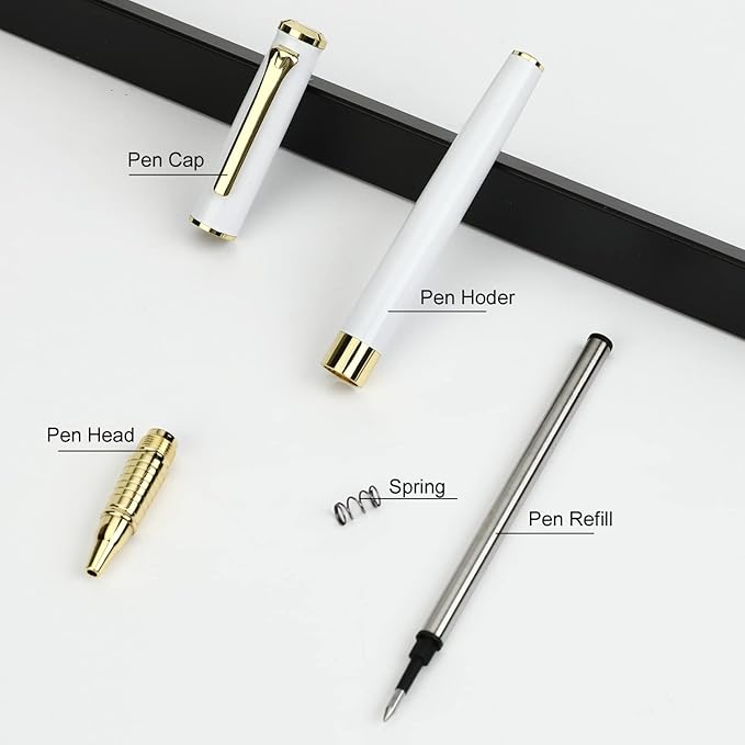YIVONKA Luxury Ballpoint Pen Black Refill Line width 0.5mm,Best Office Pen Gift for Men & Women Professional Executive,Nice BallPens Classy Gift Box (White)