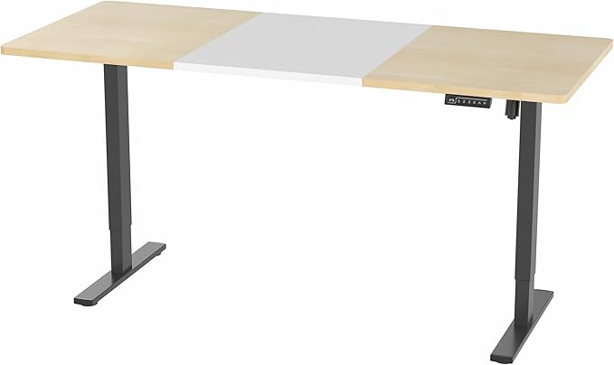 VIVO Electric 71 x 30 in Standing Desk, Memory Height Adjustment, 1B Series, White and Light Wood Top, Black Frame, DESK-KIT-1B7WC