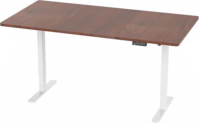 VIVO Electric 71 x 36 in Standing Desk, Memory Height Adjustment, 1B Series, Dark Walnut Top White Frame, DESK-KIT-1W7D-36