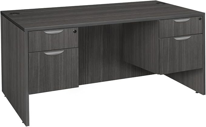 Regency Legacy 71 x 35 Inch Office Desk with Double Pedestal Drawer, Durable Ash Grey Laminate, Scratch-Resistant Surface, Spacious Workspace for Home, Professional, and Executive Offices