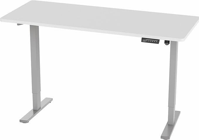 VIVO Electric 60 x 24 in Standing Desk, Memory Height Adjustment, 1B Series, One-Piece White Top, Gray Frame, DESK-KIT-1G6W