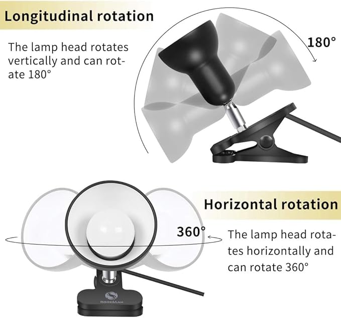 RONG&LAN Clip lamp,360° Rotation Clip on Lamp Portable Book Reading Light,Clamp on Desk/Table/Bunk Bed/Cupboard Home Lighting, (Desk lamp,Seven Colors for Your Choice) (Green)