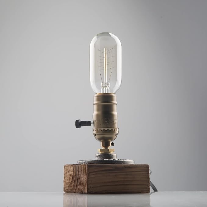 OuXean Vintage Table Lamp, Industrial Dimmable Nightlight Steampunk Desk Lamp with E26 Lamp Holder for Bedroom Living Room Home Art Display Cafe Bar Studio Antique Decor(Without Bulb)
