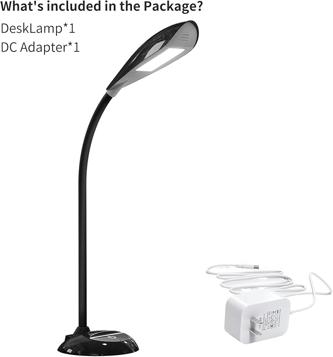 Desk Lamp, LED Eye-Caring Table Lamp, Study Lamps with Flexible Goose Neck for Bedroom, Eye-Caring Light, 3 Brightness 360° Rotation Touch Table Gooseneck Lamp, Bright for Bedroom, Study, Home Office