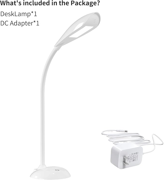 Desk Lamp, LED Eye-Caring Table Lamp, Study Lamps with Flexible Goose Neck for Bedroom, Eye-Caring Light, 3 Brightness 360° Rotation Touch Table Gooseneck Lamp, Bright for Bedroom, Study, Home Office
