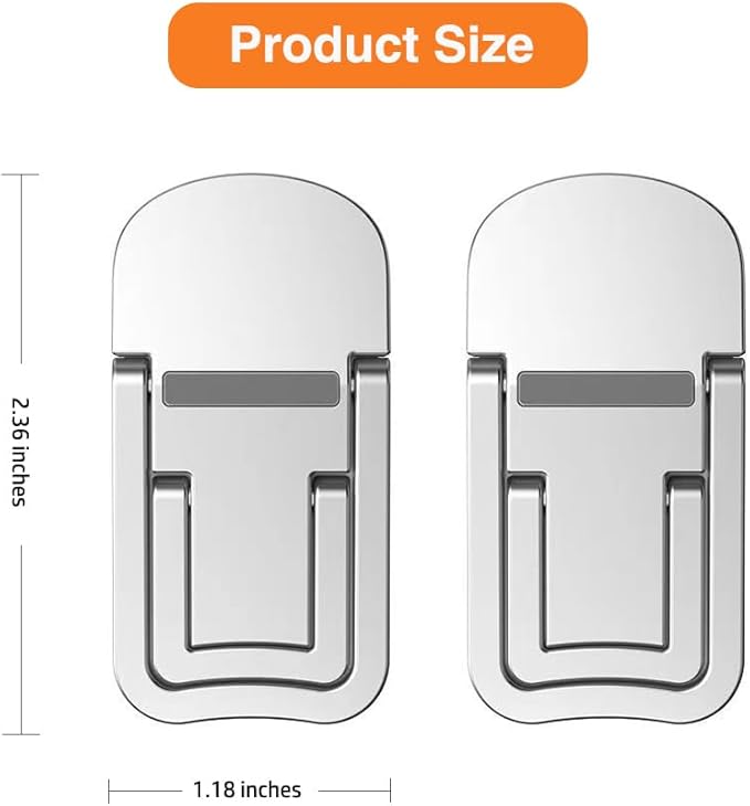 2PCS Zinc Alloy Mini Foldable Laptop Stand, Portable Computer Keyboard Riser with 2 Adjustable Angles, Self-Adhesive Invisible Notebook Stand and Keyboard Lift for Desk (Silver)