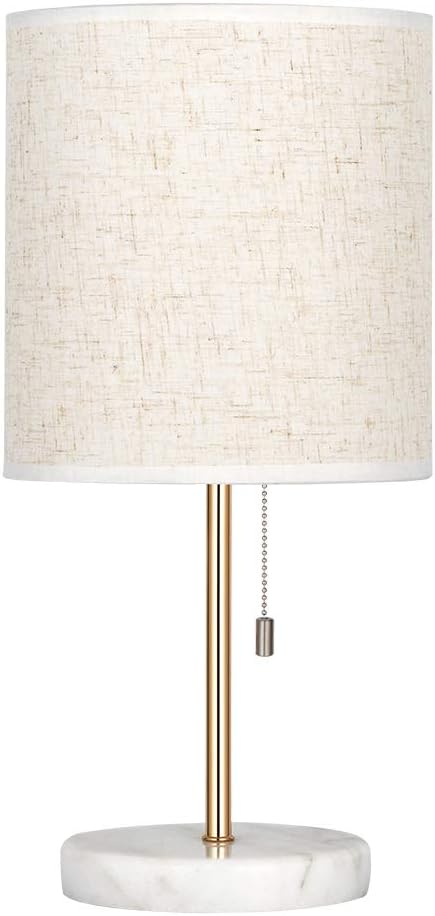 HAITRAL Bedside Table Lamp - Small Nightstand Lamp with Marble Base, Lamp for Bedroom, Office, Girls Room - Gold