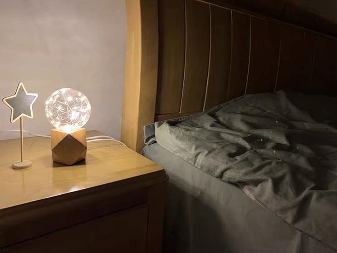 OuXean Small Wood Table Lamp Edison Bulb Dimmable Desk Lamp E26 60W Industrial Night Light Boho Deco for Bedroom, Living Room or Office(No Bulb)