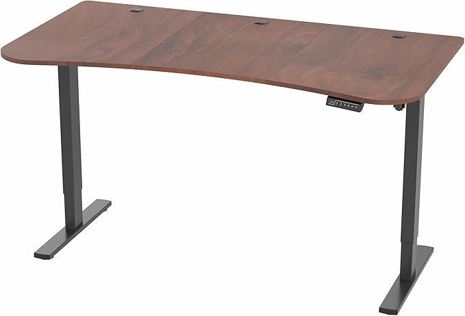 VIVO Electric 63 x 32 in Standing Desk, Memory Height Adjustment, 1B Series, Dark Walnut Top Black Frame, DESK-KIT-1B1D
