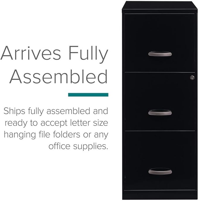 Office Designs Cooper 3 Drawer Letter File Cabinet in Black