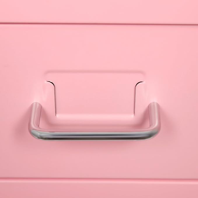 6 Drawers Rolling File Cabinet, Pink Metal Filing Cabinets with Lock, 27 inch H Vertical Filing Cabinet Under Desk for Home Office, Heavy Duty Metal Storage Cabinet for A4/Letter/Legal Size File