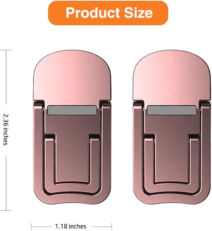 2PCS Zinc Alloy Mini Foldable Laptop Stand, Portable Computer Keyboard Riser with 2 Adjustable Angles, Self-Adhesive Invisible Notebook Stand and Keyboard Lift for Desk (Pink)
