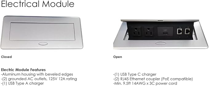 10 Person Rectangle Conference Table with Power And Data | Sturdy Square Metal Base | Harmony Series Modular Meeting Tables for Offices, Conference Rooms, and Homes | Light Gray - 10'