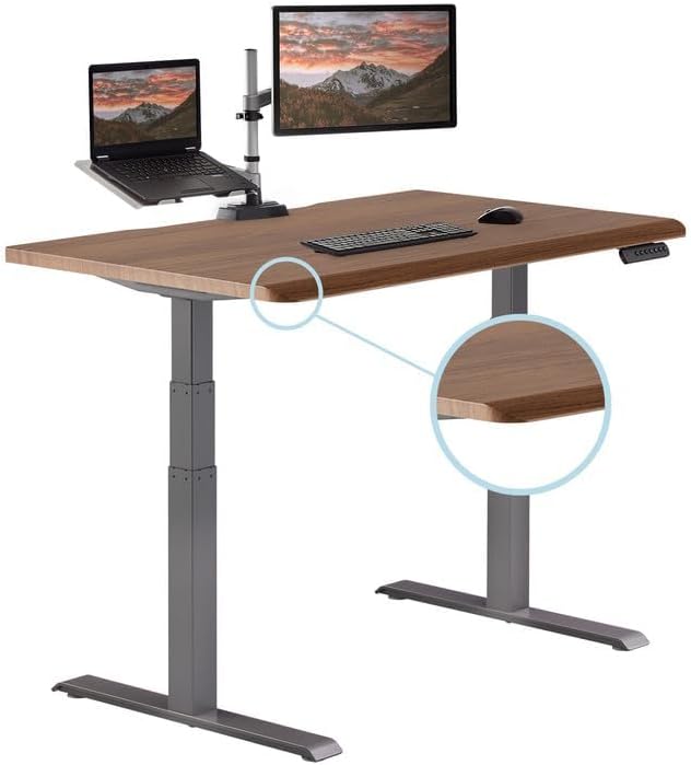 Vari ComfortEdge 48x30 Inch Electric Standing Desk – Height Adjustable Sit Stand VariDesk with Memory Presets, Sloped Edge, 220 LB Capacity + Tool-Free Assembly (Walnut)