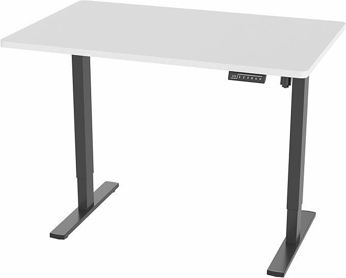 VIVO Electric 48 x 30 in Standing Desk, Memory Height Adjustment, 1B Series, One-Piece White Top, Black Frame, DESK-KIT-1B5W