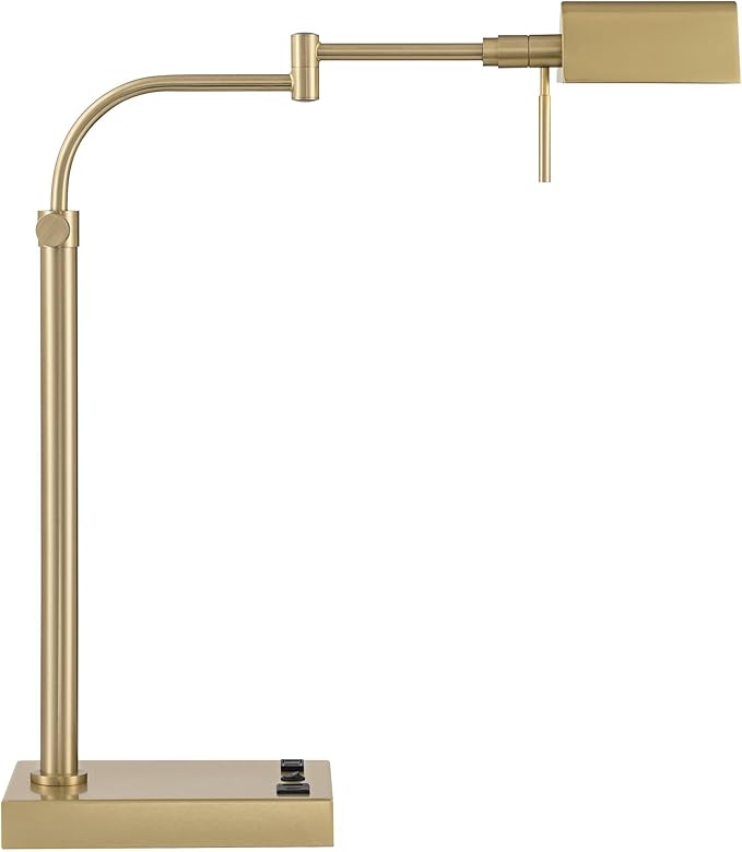 Possini Euro Design Possini Euro Keegan Adjustable Brass Finish USB and Outlet Desk Lamp