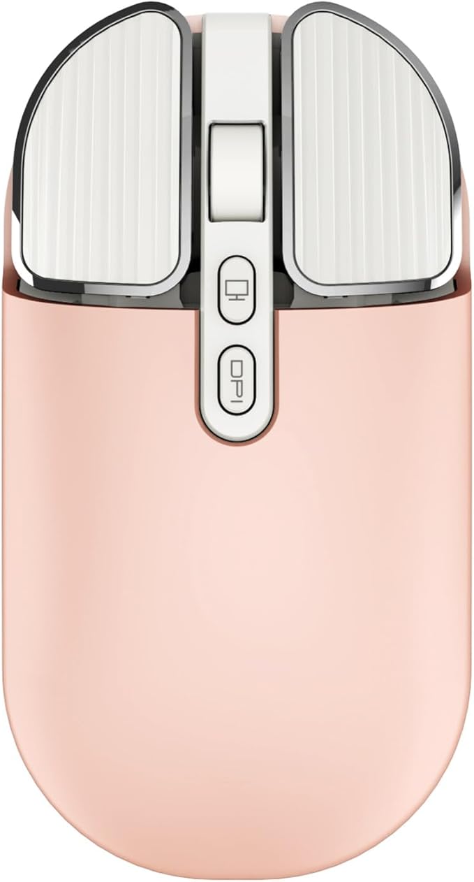 YOCUNKER Wireless Mouse, 2.4G Rechargeable Silent Slim Computer Mouse with USB Receiver 3 DPI, Back to Desktop Button Cordless Mice for PC Laptop Computer Desktop Windows Mac OS Office (Pink)