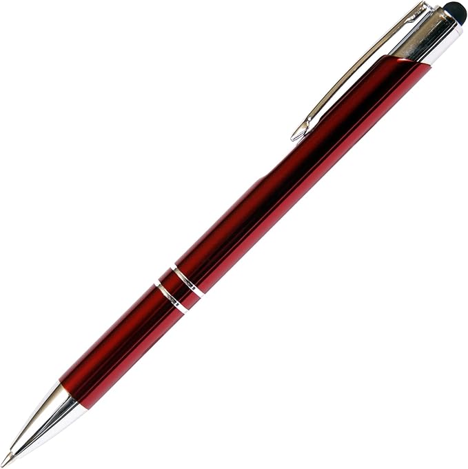 Red JJ Ballpoint Pen with Stylus - Black Ink Refill, Medium Tip Point