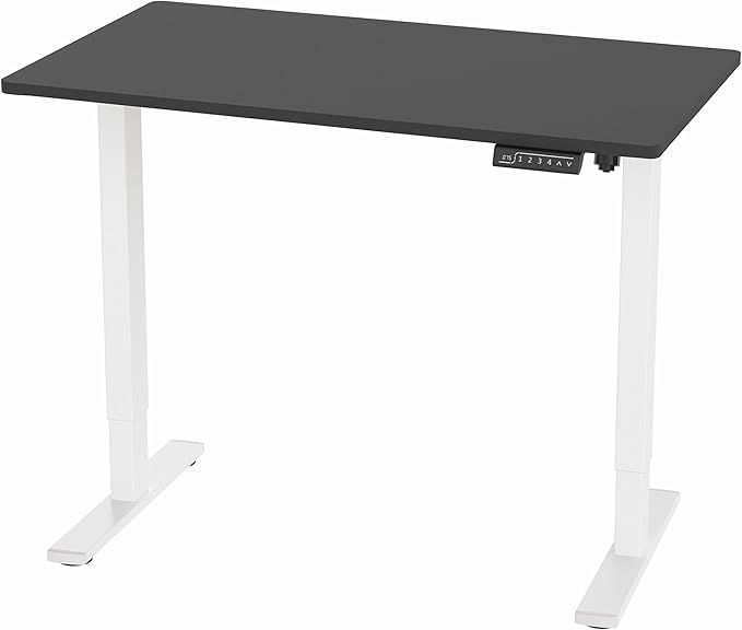 VIVO Electric 43 x 24 in Standing Desk, Memory Height Adjustment, 1B Series, One-Piece Black Top, White Frame, DESK-KIT-1W4B
