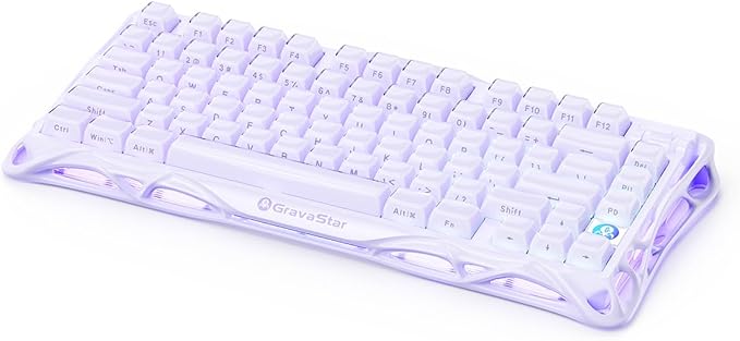 GravaStar Mercury V75 Gaming Keyboard – Hall‑Effect Magnetic‑Switch Keyboard, 79‑Key, 8000 Hz Polling, 0.005RT, Wired USB-C, RGB Backlit, Adjustable Actuation, Semi‑Aluminum Chassis (Lavender Purple)