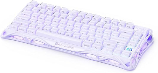 GravaStar Mercury V75 Gaming Keyboard – Hall‑Effect Magnetic‑Switch Keyboard, 79‑Key, 8000 Hz Polling, 0.005RT, Wired USB-C, RGB Backlit, Adjustable Actuation, Semi‑Aluminum Chassis (Lavender Purple)