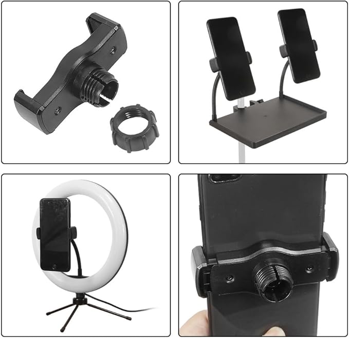 Phone holder for Microphone Tray, Universal 1/4 Thread Flexible Phone Stand,Compatible with Microphones Tray Fill Light for Live Streaming,Karaoke, Recording